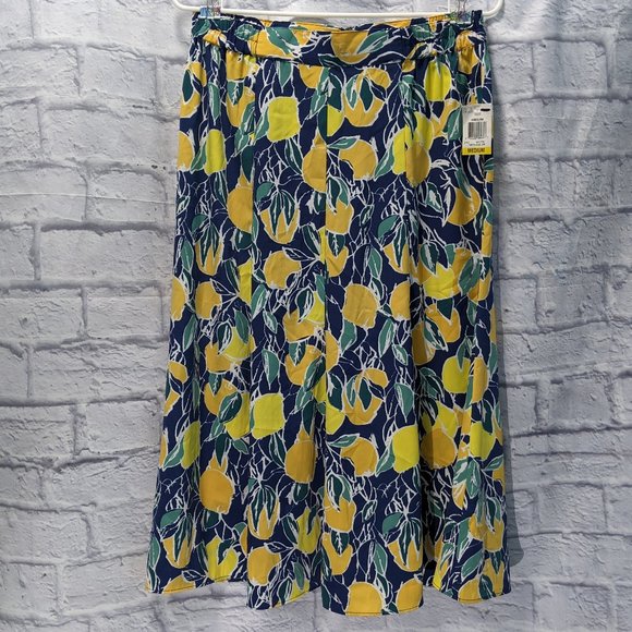 NWT Maison Jules lemon print midi skirt